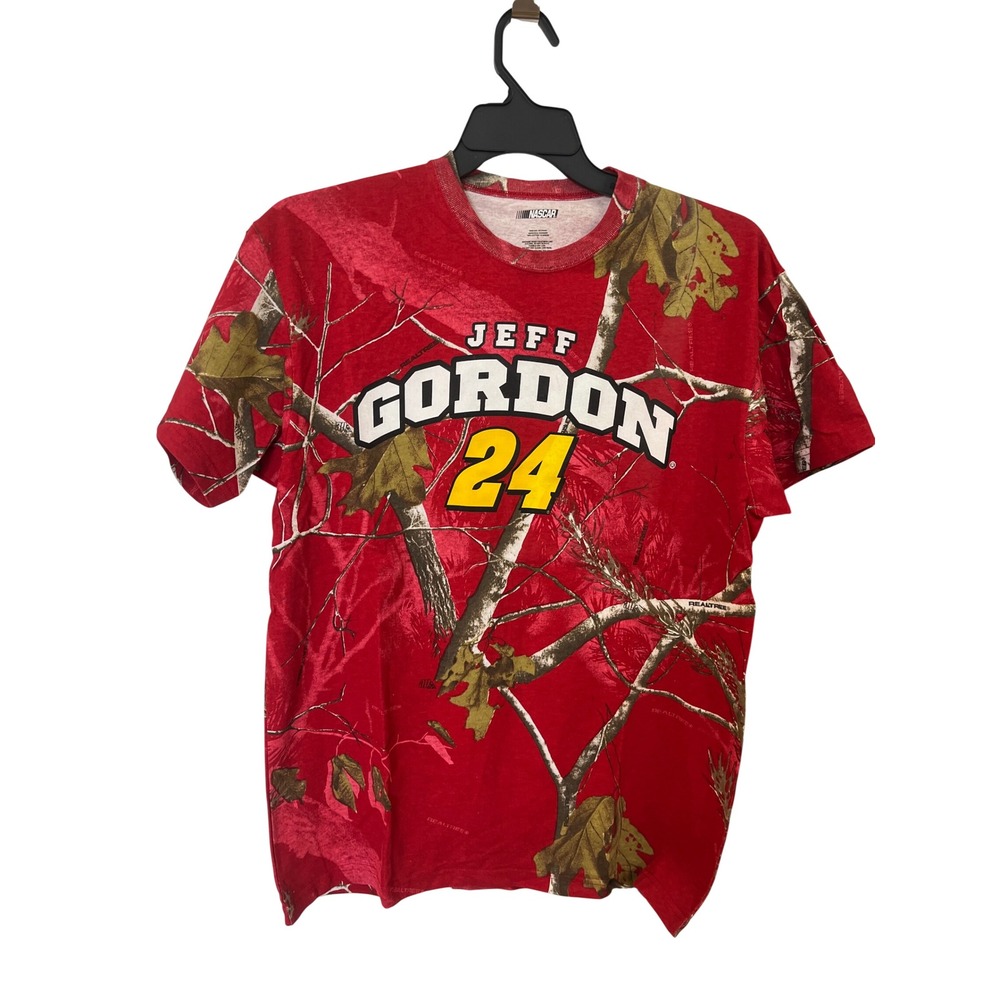 NASCAR Jeff Gordon 24 Red Realtree Camo Graphic T-Shirt Mens Large‎ Racing Tee